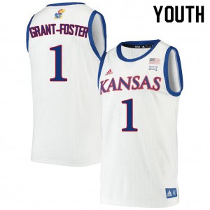 Youth University of Kansas #1 Tyon Grant-Foster White NCAA Jerseys 638476-544