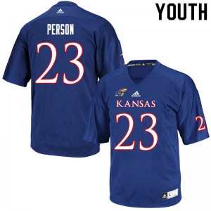 Youth Jayhawks #23 Alonso Person Royal College Jersey 899491-301