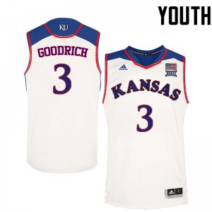 Youth University of Kansas #3 Angel Goodrich White Player Jersey 528541-316