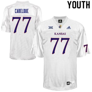 Youth Jayhawks #77 Bryce Cabeldue White Player Jerseys 244993-189