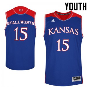 Youth University of Kansas #15 Bud Stallworth Royal Stitched Jerseys 212736-531