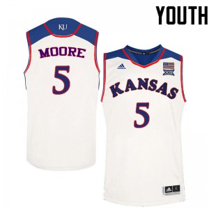 Youth University of Kansas #5 Charlie Moore White Basketball Jerseys 602113-910