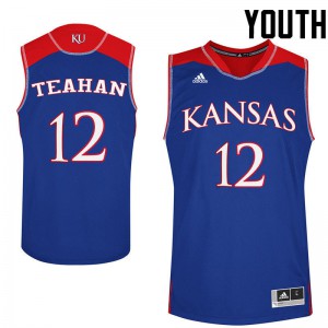 Youth Kansas Jayhawks #12 Chris Teahan Royal Embroidery Jerseys 154363-240
