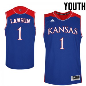 Youth Kansas #1 Dedric Lawson Royal Embroidery Jerseys 267955-861