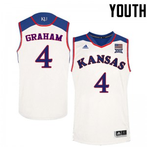Youth Kansas #4 Devonte Graham White Stitched Jersey 211235-121