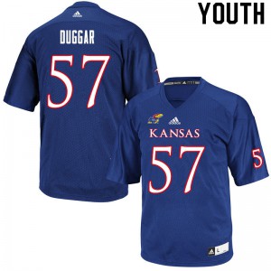 Youth Kansas Jayhawks #57 Emory Duggar Royal Player Jerseys 696860-234