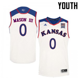 Youth University of Kansas #0 Frank Mason III White College Jerseys 310730-709
