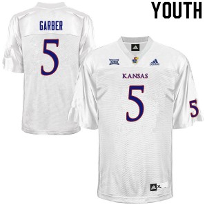 Youth Jayhawks #5 Gabe Garber White Official Jersey 604307-443