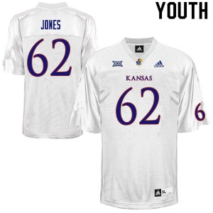 Youth Jayhawks #62 Garrett Jones White Stitch Jerseys 241452-852