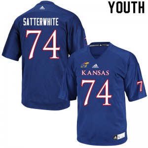Youth University of Kansas #74 Jackson Satterwhite Royal Stitched Jersey 527473-498