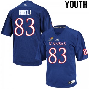 Youth Kansas Jayhawks #83 Jacob Borcila Royal Football Jerseys 900204-613