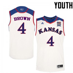 Youth Jayhawks #4 Jada Brown White Embroidery Jersey 436787-843