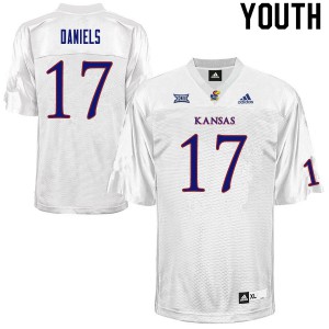 Youth Kansas Jayhawks #17 Jalon Daniels White High School Jersey 100138-121