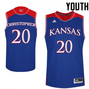 Youth Kansas Jayhawks #20 Jayde Christopher Royal Stitch Jerseys 981804-778