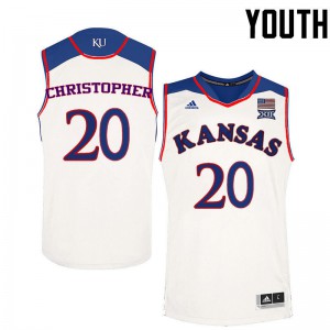 Youth Kansas Jayhawks #20 Jayde Christopher White Embroidery Jersey 926348-232