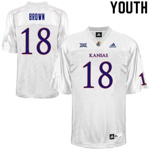Youth Kansas #18 Jordan Brown White Alumni Jerseys 487226-578
