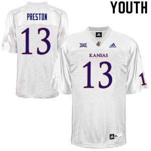 Youth Kansas #13 Jordan Preston White Stitch Jerseys 520427-747