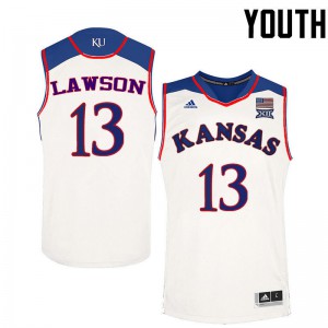 Youth Jayhawks #13 K.J. Lawson White Basketball Jersey 793263-792