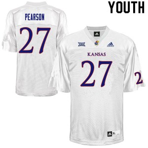 Youth University of Kansas #27 Kyler Pearson White Embroidery Jersey 846630-826