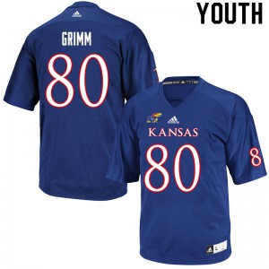 Youth Kansas Jayhawks #80 Luke Grimm Royal Official Jerseys 369664-777