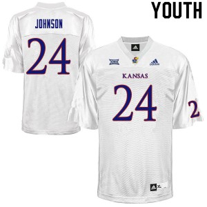 Youth Kansas Jayhawks #24 Malik Johnson White Stitch Jerseys 952523-562