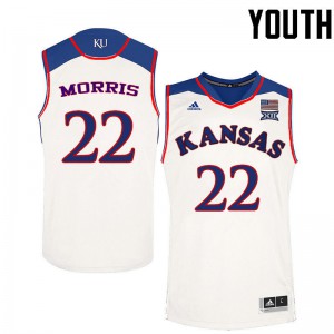 Youth Jayhawks #22 Marcus Morris White Stitch Jersey 102634-821