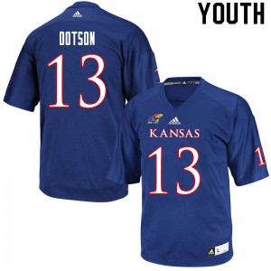 Youth Kansas #13 Ra'Mello Dotson Royal Football Jersey 950768-271