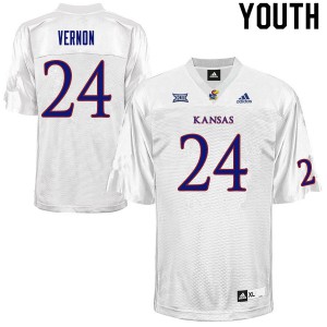 Youth University of Kansas #24 Reis Vernon White University Jerseys 516826-659