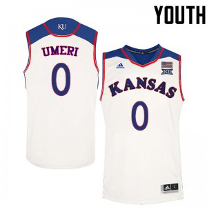 Youth University of Kansas #0 Sydney Umeri White Official Jerseys 956021-811