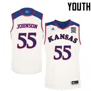 Youth University of Kansas #55 Tyler Johnson White Basketball Jersey 892863-173