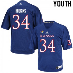 Youth University of Kansas #34 Will Huggins Royal Football Jersey 172771-919