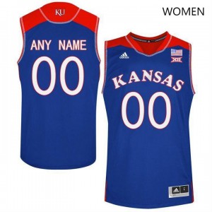 Women's Kansas Jayhawks #00 Custom Blue Stitch Jersey 608266-817