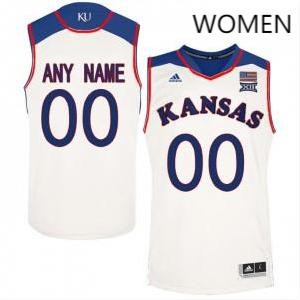Women's University of Kansas #00 Custom White Stitch Jersey 192368-249